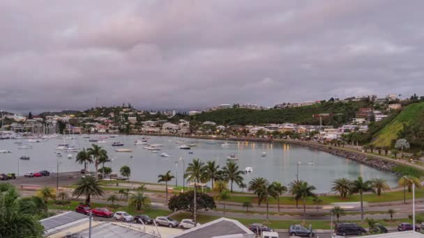 Tag Nacht Zeitraffer Des Verkehrs Noumea Neukaledonien Boote Auf Der — Stockvideo