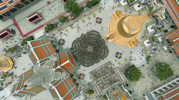 Záběry Filmových Městských Dronů Leteckým Výhledem Chrám Wat Phra Kaew — Stock video