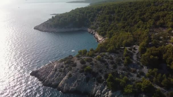 Omloop Geschoten Rond Afgelegen Wilde Strand Brac Eiland Kroatië Onthullen — Stockvideo