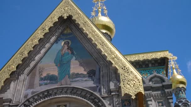 Mathildenhoehe Russisch Orthodoxe Kapel Darmstadt Art Nouveau Close Torenspits Schilderij — Stockvideo