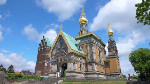 Mathildenhoehe Rusya Ortodoks Kilisesi Darmstadt Hochzeitsturm Düğün Kulesi Sanat Eseri — Stok video