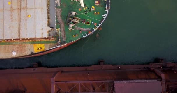 Top View Bulker Paradip Port Orissa India Drone Shot — 비디오