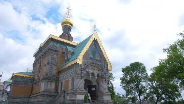 Mathildenhöhe Russisch Orthodoxe Kapelle Darmstadt Mit Hochzeitsturm Hochzeitsturm Jugendstil Stetiges — Stockvideo