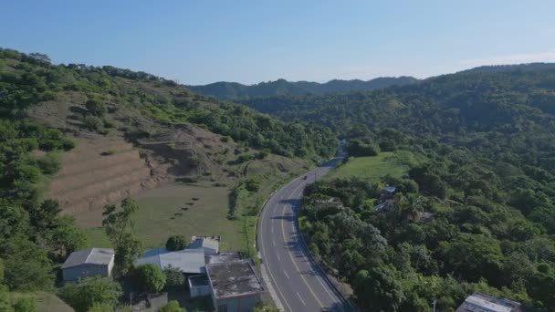 Aérea Coches Conduciendo Por Carretera Rural Navarrete Puerto Plata República — Vídeo de stock