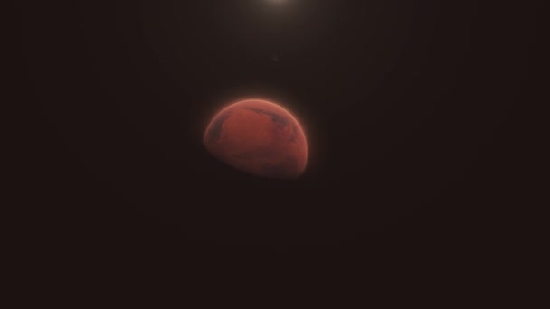 Snelle Zoom Naar Rode Planeet Mars Met Zonnevlam Met Atmosfeer — Stockvideo