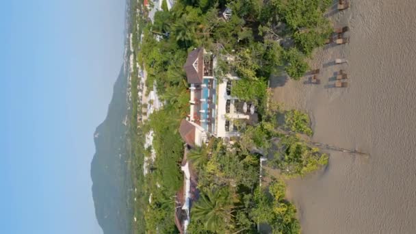 Vertical Shot Casa Colonial Beach Hotel Rooftop Infinity Pool Playa — Video Stock