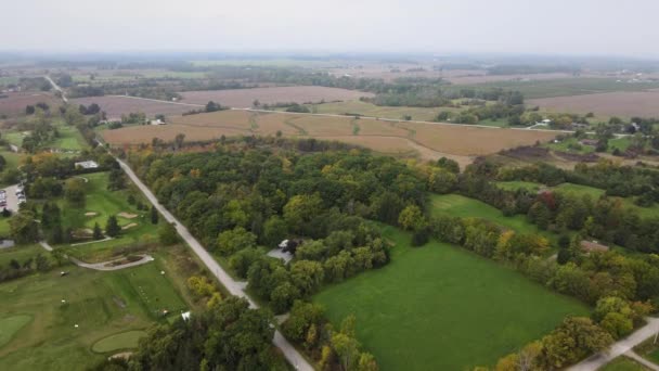 Vue Aérienne Haute Altitude Paysage Naturel Campagne Automne Des Routes — Video