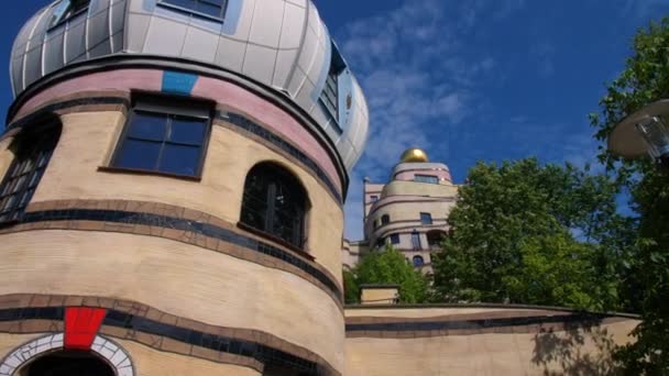 Bosque Espiral Waldspirale Darmstadt Hundertwasser Famoso Colorido Alemania Fachada Empuje — Vídeos de Stock