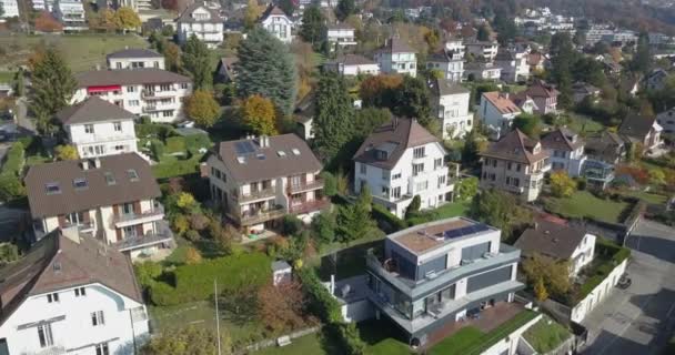 Drönare Flygbild Stadsdel Lausanne Stad Enskilda Hus Villor Huvudstaden Vaud — Stockvideo