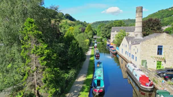 Drone Footage Hebden Bridge Lovely Old Textile Mill Town Rochdale — Stock Video