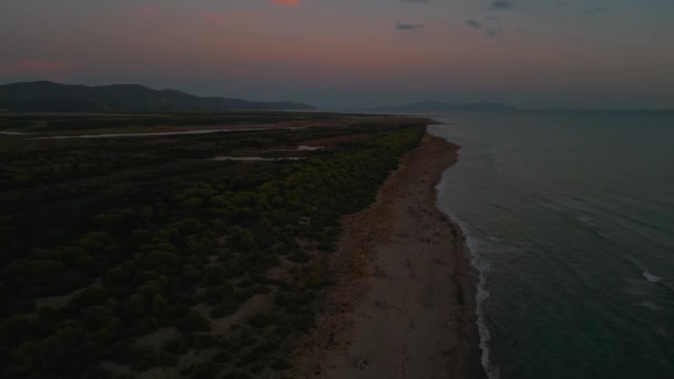 Maremma National Park Panoramic Evening Sunset Tuscany Italy Cinematic Aerial — Stock Video