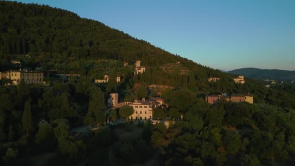 Florens Firenze Villa Bergen Som Omger Centrum Medan Kvällen Solnedgång — Stockvideo