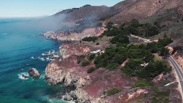 Drone Élève Dessus Littoral Pacifique Pittoresque — Video