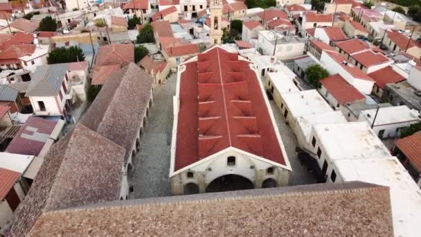 Αεροπλάνο Drone Του Παραδοσιακού Χωριού Όμοδος Λεμεσός Κύπρος Αποκάλυψαν Σκηνή — Αρχείο Βίντεο
