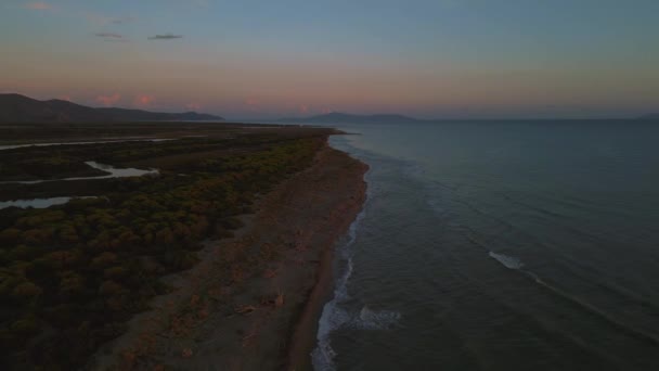 Parque Nacional Maremma Belo Céu Panorâmico Noite Pôr Sol Toscana — Vídeo de Stock