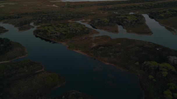 Solnedgång Vid Maremma Nationalpark Med Panoramafton Himmel Toscana Italien Filmiska — Stockvideo