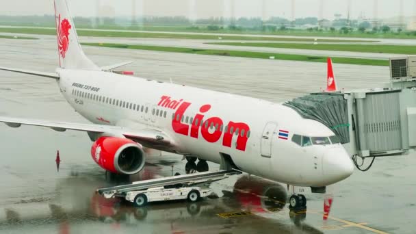 Quai Thai Lion Airlines Sur Hall Alors Ils Préparent Pour — Video