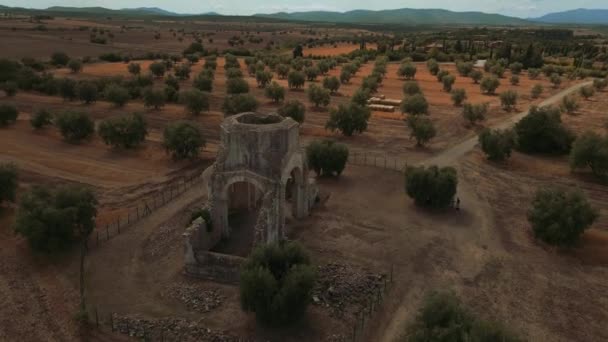 Μεσαιωνική Μονή Μονή Abbazia San Bruzio Ένα Παλιό Κατεστραμμένο Εγκαταλελειμμένο — Αρχείο Βίντεο