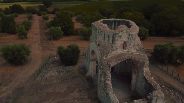 Abbazia San Bruzio Damaged Ruin Abandoned Old Medieval Monastery Abbey — Stock Video