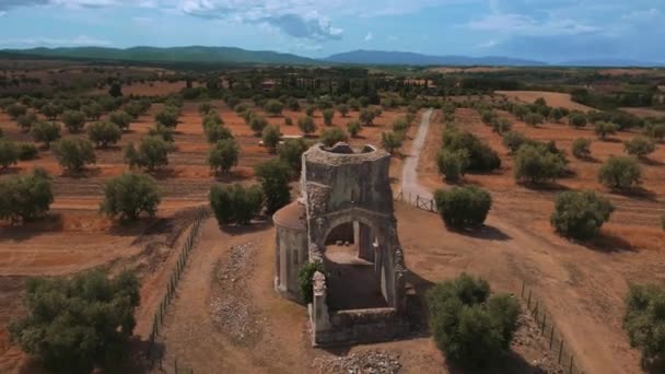 Stary Średniowieczny Kościół Klasztorny Abbazia San Bruzio Zniszczona Opuszczona Ruina — Wideo stockowe
