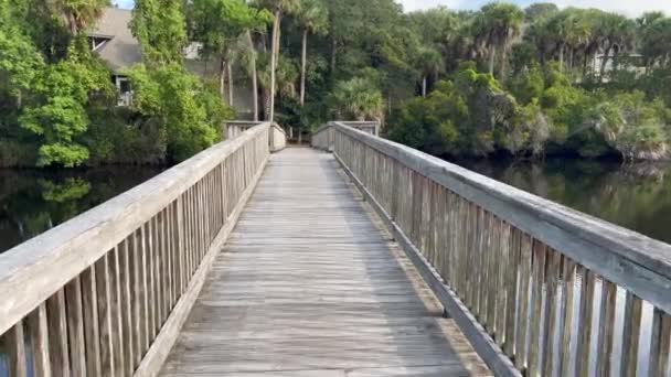 Güney Carolina Daki Kiawah Adası Ndaki Köprü Marsh Üstünden Geçiyor — Stok video