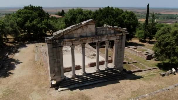 Scatto Aereo Cinematografico Orbita Nel Parco Archeologico Apollonia Dove Visibile — Video Stock