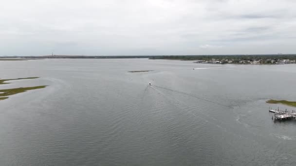 Widok Powietrza Słone Bagna Hempstead Nowym Jorku Pochmurny Dzień Dron — Wideo stockowe