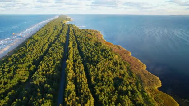 波兰黑尔半岛波罗的海海岸线 空中景观 — 图库视频影像