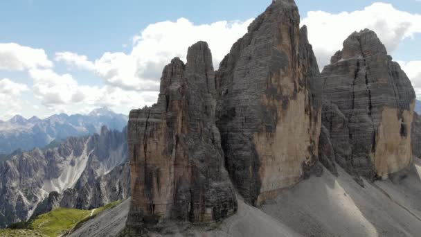 Uitzicht Vanuit Lucht Tre Cime Lavaredo Italiaanse Dolomieten — Stockvideo