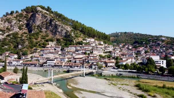 Stare Miasto Berat Albanii Widok Drona — Wideo stockowe