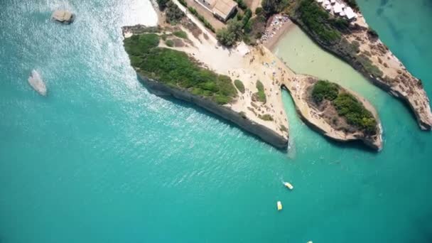 Aerial Top Corfu Sziget Utazás Nyaralóhely Nyári Turista Hely Nyaralás — Stock videók