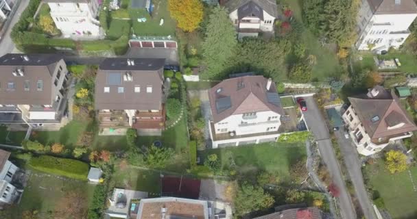 Lausanne Wohnviertel Aus Der Vogelperspektive Häuser Mit Ziegeldächern Drohnen Luftaufnahme — Stockvideo