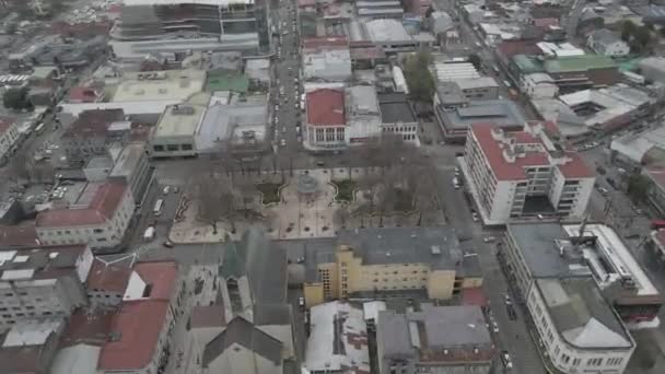 Letecký Pohled Náměstí Valdivie Nachází Chile Během Dne — Stock video