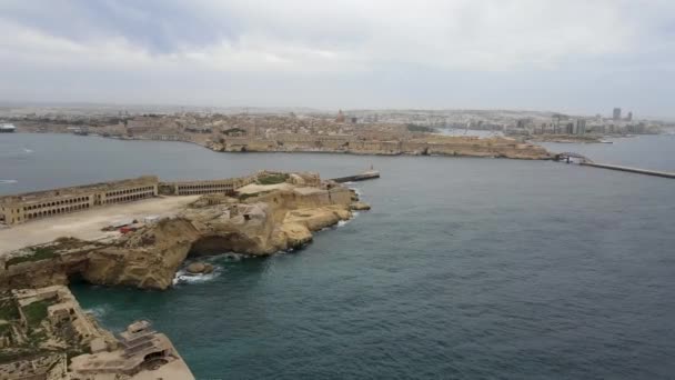 Pemandangan Udara Pelabuhan Grand Harbour Dan Kota Tua Valletta Ibukota — Stok Video