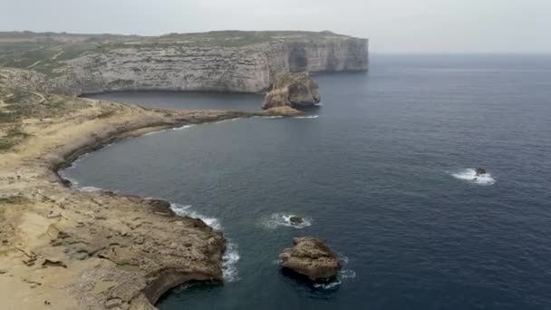 Aerial Drone Video Dwejra Bay Northwestern End Island Gozo Malta — Stock Video