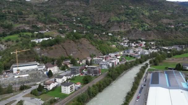 Panorama Petite Ville Bitsch Suisse Canton Valais — Video