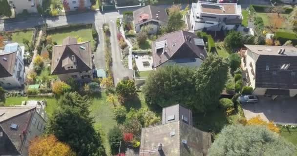 Drone Top View Residential Area Lausanne Neighbourhood Town Houses Buildings — Stock Video