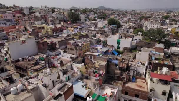 Establecimiento Plano Del Paisaje Urbano Udaipur Rajasthan Estado India Vista — Vídeos de Stock