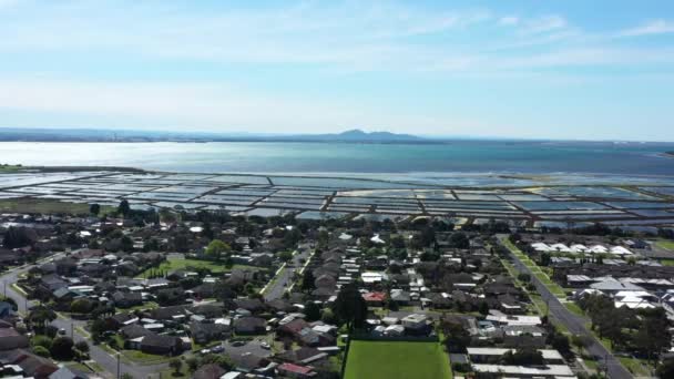 Aerial Abandoned Moolap Saltworks Geelong Eastern Beach Foreshore — Stock video