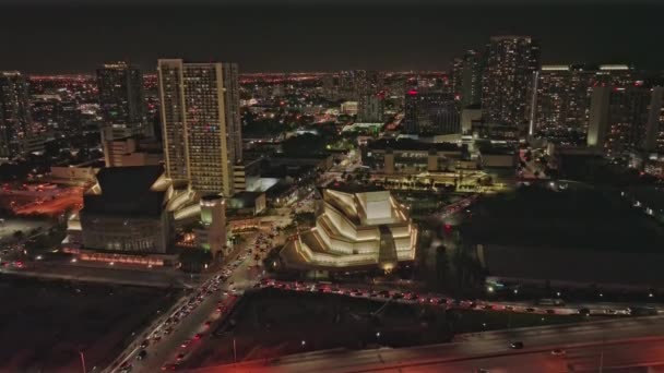 Adrian Arsh Performing Center Miami Florida Night Drone Video — Stock Video