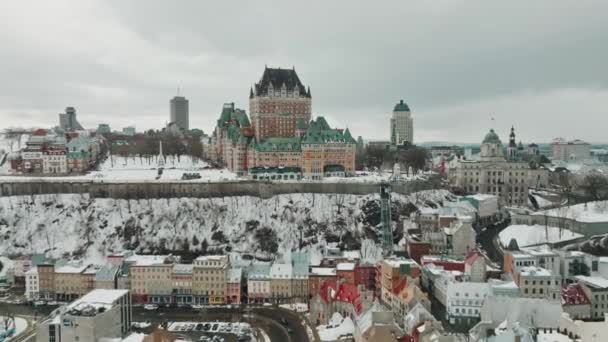 Castle Quebec City Kanada Drón Videó — Stock videók