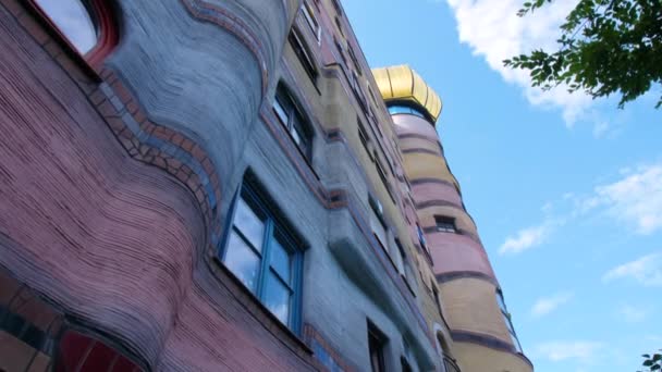 Orman Spiral Waldspirale Darmstadt Hundertwasser Ünlü Renkli Alman Cephesi Güneşli — Stok video