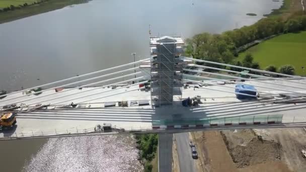 Irsko New Ross N25 Pass Bridge Construction Rose Fitzgerald Kennedy — Stock video