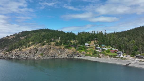 Vista Aérea Praia Rosario Ilha Fidalgo Estado Washington — Vídeo de Stock
