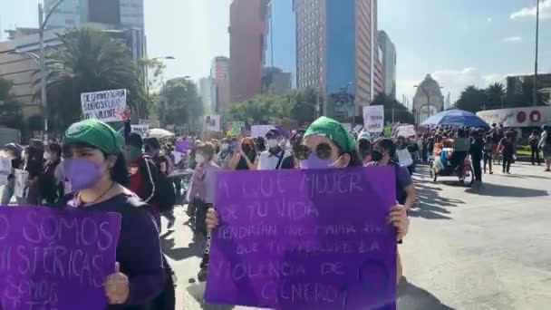 Cinsiyet Şiddetine Karşı Feminist Yürüyüş Mart Mexico City Binlerce Kadın — Stok video