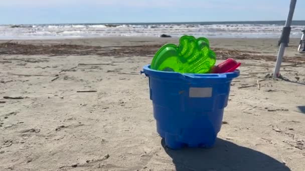 Giocattoli Sabbia Sulla Spiaggia Kiawah Island — Video Stock