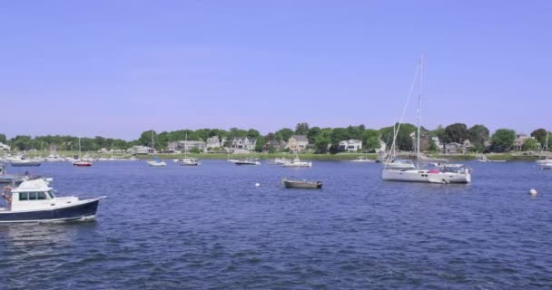 Bateaux Amarrés Ralenti Dans Marina Port Newburyport — Video