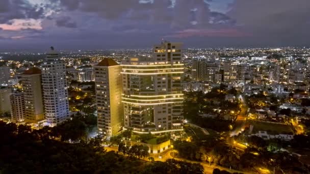 Illuminated Park Tower Depan Mirador Sur Park Distrik Nasional Santo — Stok Video