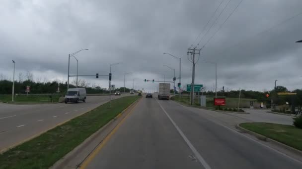 Buitenpost Auto Rijden Snelweg Monee Illinois — Stockvideo