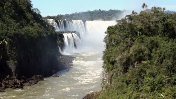 Stroomversnelling Watervallen Van Iguazu Watervallen Het Nationaal Park Iguazu Brazilië — Stockvideo
